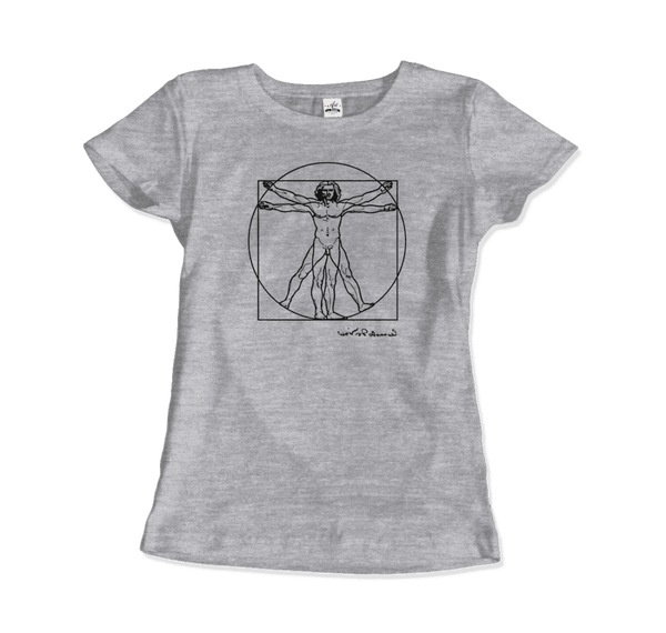 Leonardo Da Vinci Vitruvian Man Sketch T-Shirt - Women / Heather Grey / Small - T-Shirt