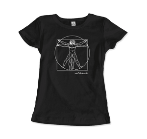 Leonardo Da Vinci Vitruvian Man Sketch T-Shirt - Women / Black / Small - T-Shirt