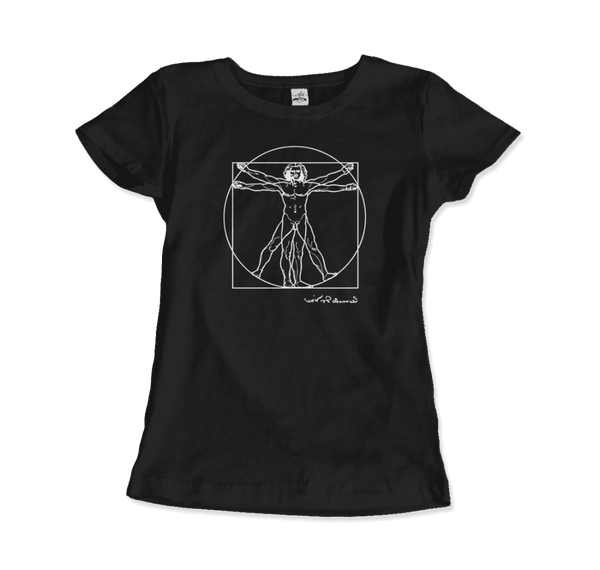 Leonardo Da Vinci Vitruvian Man Sketch T-Shirt - Women / Black / Small - T-Shirt