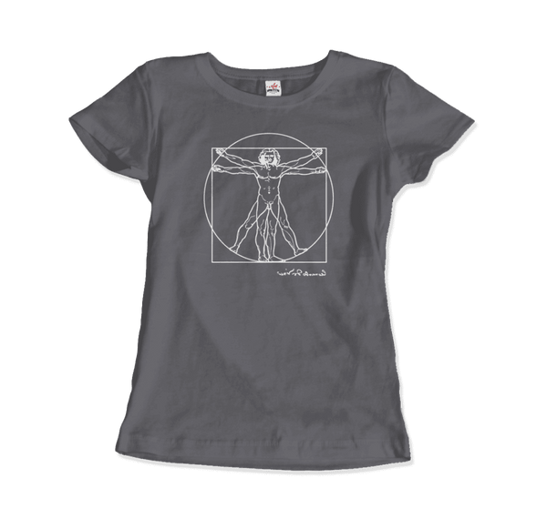 Leonardo Da Vinci Vitruvian Man Sketch T-Shirt - Women / Charcoal / Small - T-Shirt