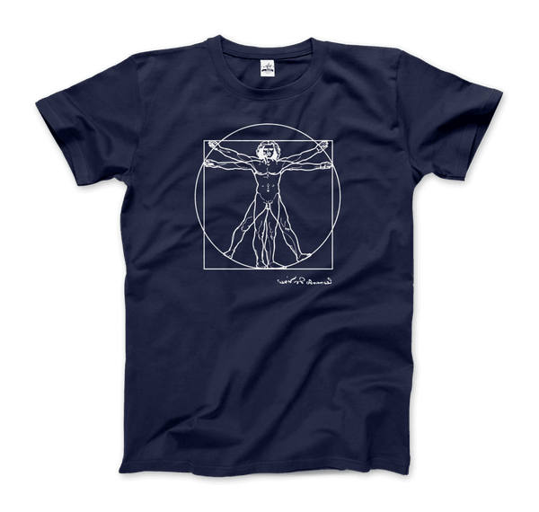 Leonardo Da Vinci Vitruvian Man Sketch T-Shirt - Men / Navy / Small - T-Shirt