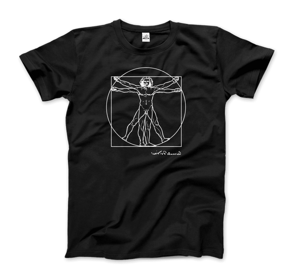 Leonardo Da Vinci Vitruvian Man Sketch T-Shirt - Men / Black / Small - T-Shirt