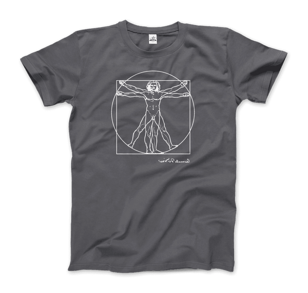 Leonardo Da Vinci Vitruvian Man Sketch T-Shirt - Men / Charcoal / Small - T-Shirt