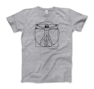 Leonardo Da Vinci Vitruvian Man Sketch T-Shirt - Men / Heather Grey / Small - T-Shirt