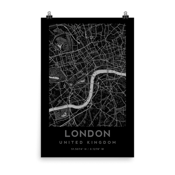 London City Map - United Kingdom Poster - Matte / 24 (W) x 36 (H) - Poster