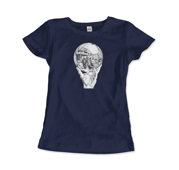 M.C. Escher Hand with Reflective Globe T-Shirt - Women / Navy / Small - T-Shirt