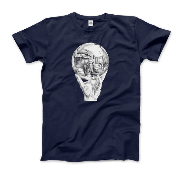 M.C. Escher Hand with Reflective Globe T-Shirt - Men / Navy / Small - T-Shirt