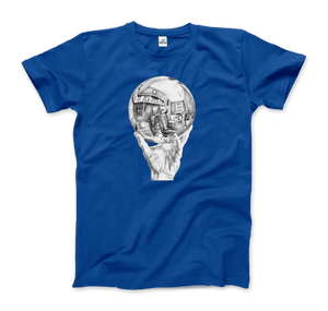 M.C. Escher Hand with Reflective Globe T-Shirt - Men / Royal Blue / Small - T-Shirt