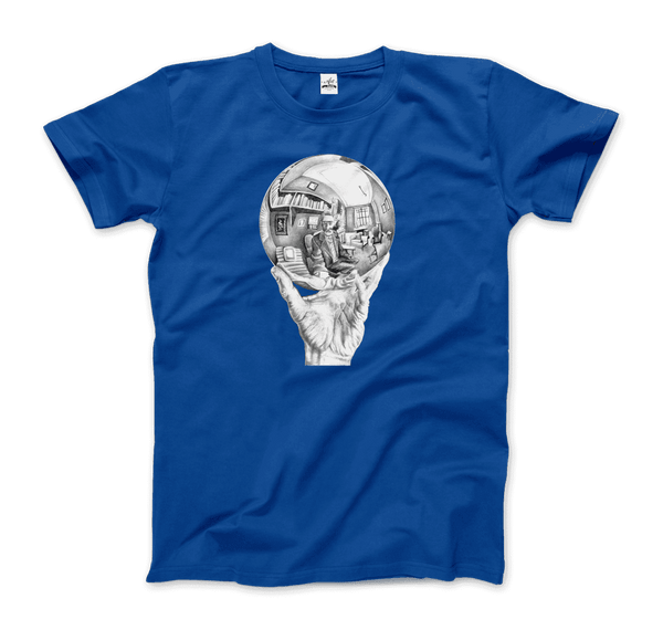 M.C. Escher Hand with Reflective Globe T-Shirt - Men / Royal Blue / Small - T-Shirt