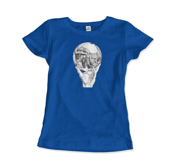 M.C. Escher Hand with Reflective Globe T-Shirt - Women / Royal Blue / Small - T-Shirt
