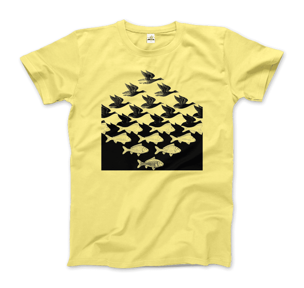 MC Escher Sky and Water I Art T-Shirt - Men / Spring Yellow / Small - T-Shirt