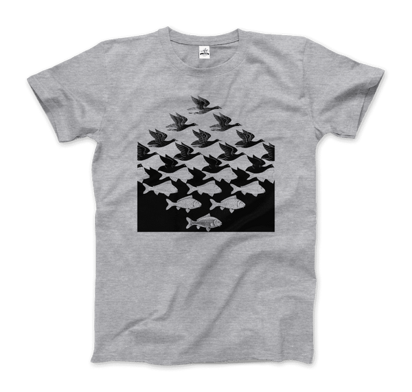 MC Escher Sky and Water I Art T-Shirt - Men / Heather Grey / Small - T-Shirt