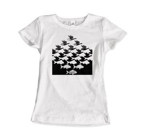MC Escher Sky and Water I Art T-Shirt - Women (Fitted) / White / S - T-Shirt