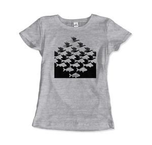 MC Escher Sky and Water I Art T-Shirt - Women (Fitted) / Heather Grey / S - T-Shirt
