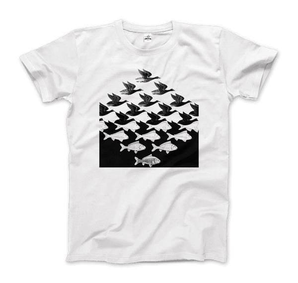 MC Escher Sky and Water I Art T-Shirt - Men / White / Small - T-Shirt