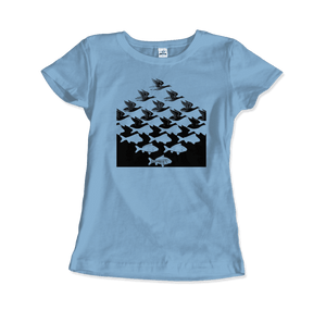 MC Escher Sky and Water I Art T-Shirt - Women (Fitted) / Light Blue / S - T-Shirt