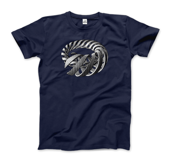 MC Escher Spirals Art T-Shirt - Men / Navy / Small - T-Shirt