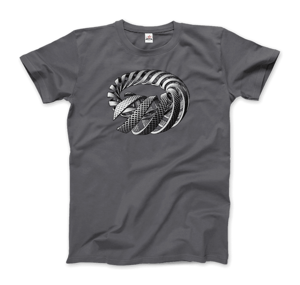 MC Escher Spirals Art T-Shirt - Men / Charcoal / Small - T-Shirt