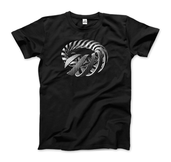 MC Escher Spirals Art T-Shirt - Men / Black / Small - T-Shirt