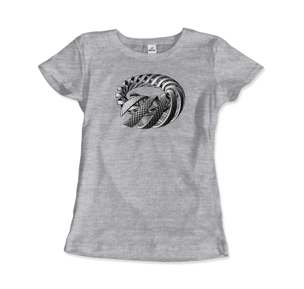 MC Escher Spirals Art T-Shirt - Women / Heather Grey / Small - T-Shirt