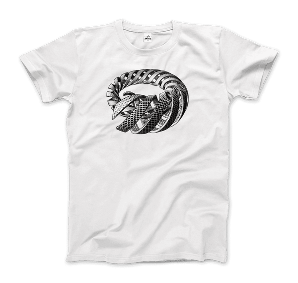 MC Escher Spirals Art T-Shirt - Men / White / Small - T-Shirt