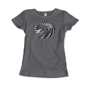 MC Escher Spirals Art T-Shirt - Women / Charcoal / Small - T-Shirt