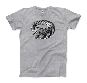 MC Escher Spirals Art T-Shirt - Men / Heather Grey / Small - T-Shirt