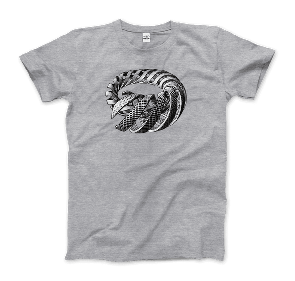 MC Escher Spirals Art T-Shirt - Men / Heather Grey / Small - T-Shirt