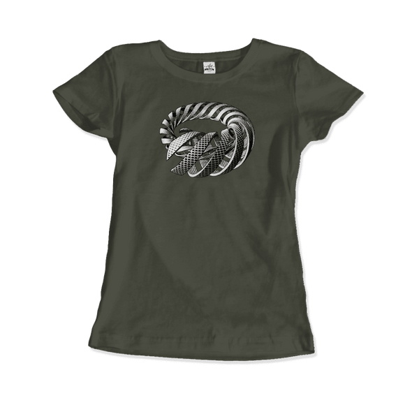 MC Escher Spirals Art T-Shirt - Women / City Green / Small - T-Shirt