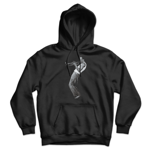 Miles Davis Playing his Trumpet Artwork Unisex Hoodie - Black / S by Art-O-Rama