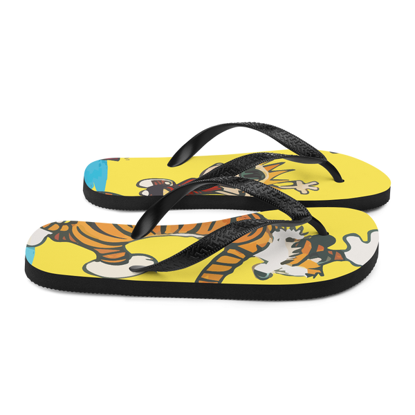 Calvin and Hobbes Dancing with Record Player Flip-Flops - [variant_title] by Art-O-Rama