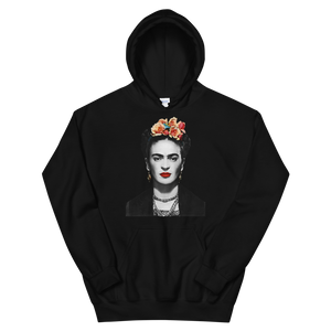 Frida Kahlo With Flowers Poster Artwork Unisex Hoodie - Black / S by Art-O-Rama