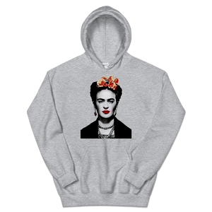 Frida Kahlo With Flowers Poster Artwork Unisex Hoodie - Sport Grey / S by Art-O-Rama