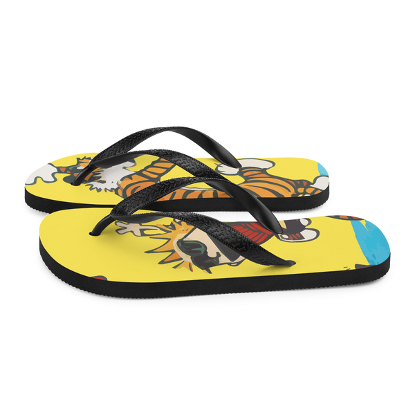 Calvin and Hobbes Dancing with Record Player Flip-Flops - [variant_title] by Art-O-Rama