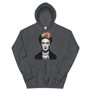 Frida Kahlo With Flowers Poster Artwork Unisex Hoodie - Dark Heather / S by Art-O-Rama
