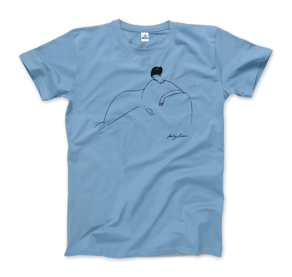Modigliani - Anna Akhmatova Sketch Artwork T-Shirt - Men / Light Blue / Small - T-Shirt