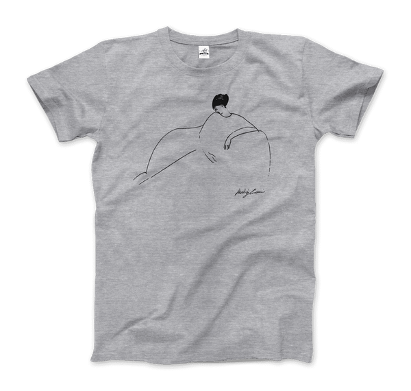 Modigliani - Anna Akhmatova Sketch Artwork T-Shirt - Men / Heather Grey / Small - T-Shirt