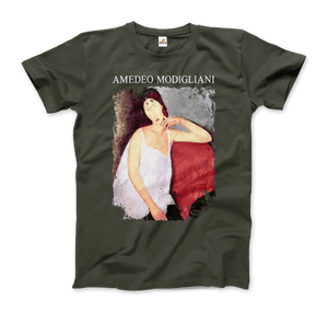 Modigliani - Portrait of Jeanne Hébuterne 1919 Artwork T-Shirt - Men / City Green / Small - T-Shirt