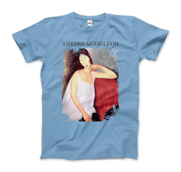 Modigliani - Portrait of Jeanne Hébuterne 1919 Artwork T-Shirt - Men / Light Blue / Small - T-Shirt