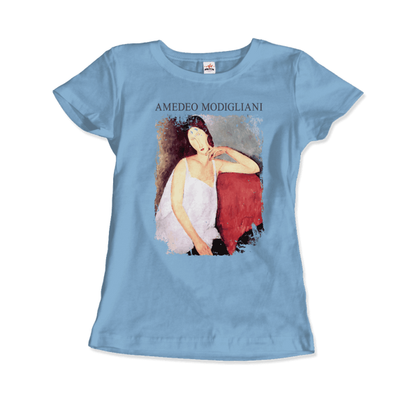Modigliani - Portrait of Jeanne Hébuterne 1919 Artwork T-Shirt - Women / Light Blue / Small - T-Shirt