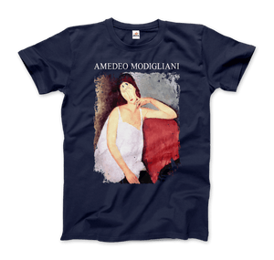 Modigliani - Portrait of Jeanne Hébuterne 1919 Artwork T-Shirt - Men / Navy / Small - T-Shirt