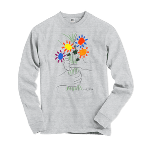 Pablo Picasso Bouquet of Peace 1958 Artwork Long Sleeve Shirt - Heather Grey / Small - Long Sleeve Shirt