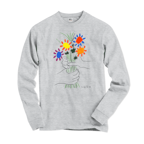 Pablo Picasso Bouquet of Peace 1958 Artwork Long Sleeve Shirt - Heather Grey / Small - Long Sleeve Shirt