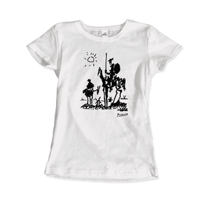 Pablo Picasso Don Quixote of La Mancha 1955 Artwork T - Shirt - Women (Fitted) / White / S - T - Shirt
