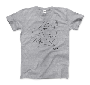 Pablo Picasso Peace (Dove and Face) Artwork T-Shirt - Men / Heather Grey / Small by Art-O-Rama