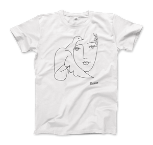 Pablo Picasso Peace (Dove and Face) Artwork T-Shirt - Men / White / Small by Art-O-Rama
