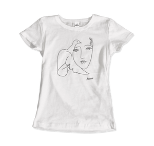 Pablo Picasso Peace (Dove and Face) Artwork T-Shirt - Women / White / Small by Art-O-Rama