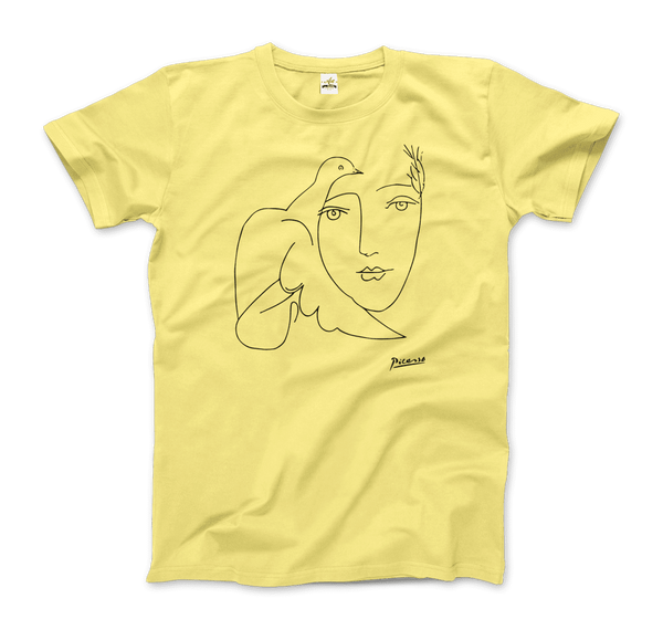 Pablo Picasso Peace (Dove and Face) Artwork T-Shirt - Men / Spring Yellow / Small by Art-O-Rama