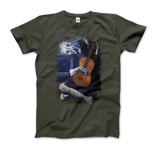 Pablo Picasso - The Old Guitarist Artwork T-Shirt - Men / Military Green / Small - T-Shirt