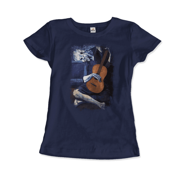 Pablo Picasso - The Old Guitarist Artwork T-Shirt - Women / Navy / Small - T-Shirt